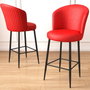 Hanah Home Uras Taburetes de Bar Rojo y Negro (Set de 2)